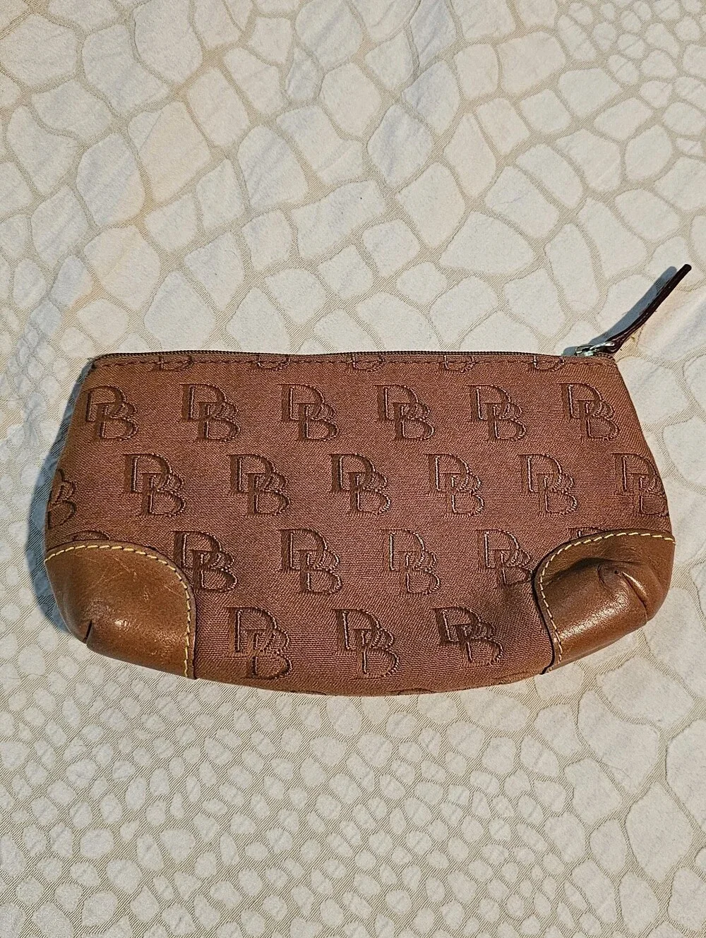 Vintage Dooney & Bourke Monogram Brown Wristlet Pouch